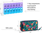 Weekly Pill Organizer 2 Times a Day, Zumd Pill Box 7 Day with Cute Quilted Fabric Zipper Case, Travel Pill Case Am Pm for Vitamin Medicine Organizer