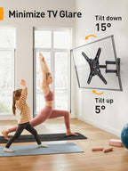 Perlegear Full Motion TV Mount for Most 26–65 inch Flat or Curved TVs up to 82 lbs, Wall Mount TV Bracket with Articulating Arms, Tool-Free Tilt, Swivel, Extension, Max VESA 400x400mm, PGMF3