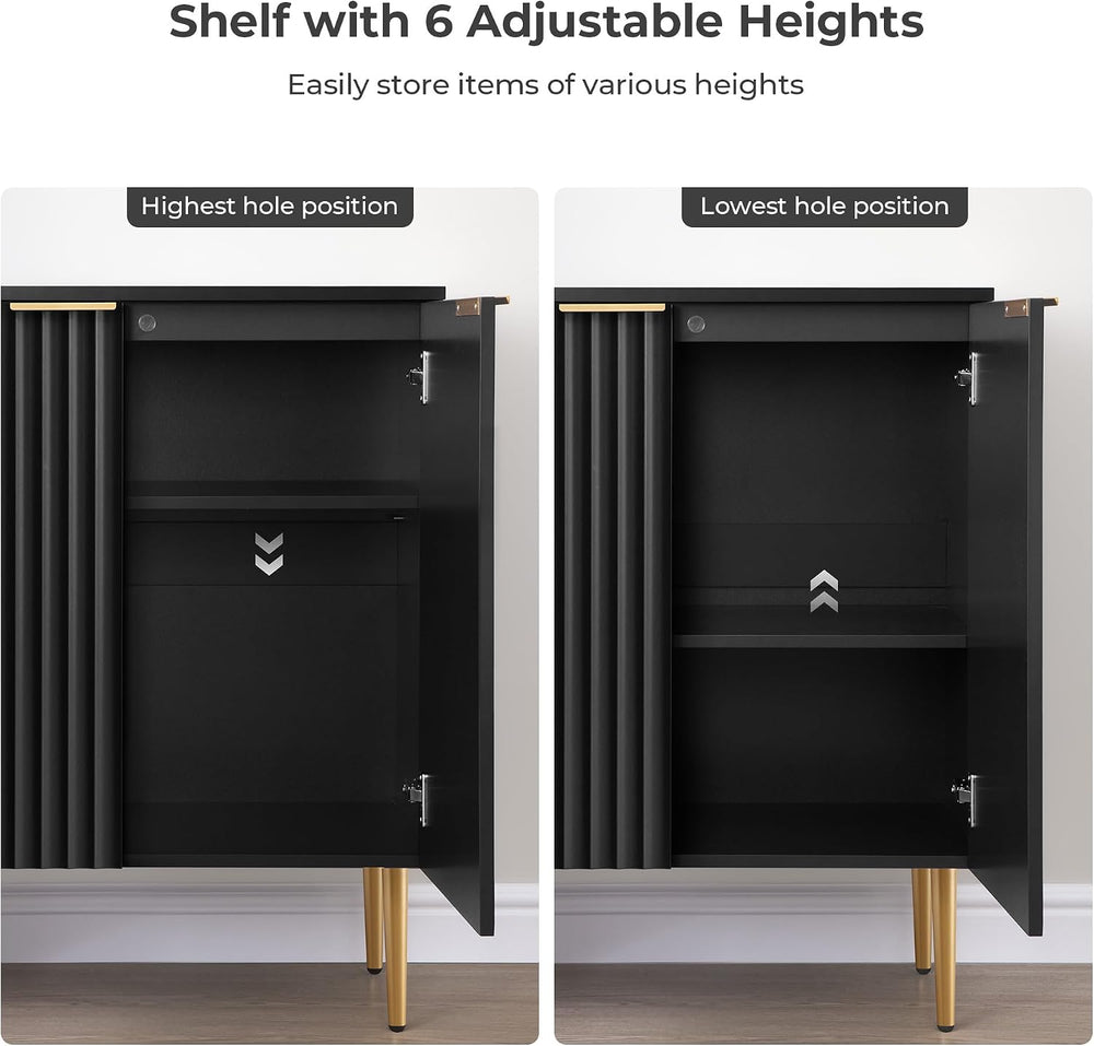 SICOTAS 57"W Modern Sideboard Buffet Cabinet with Adjustable Shelves, Black