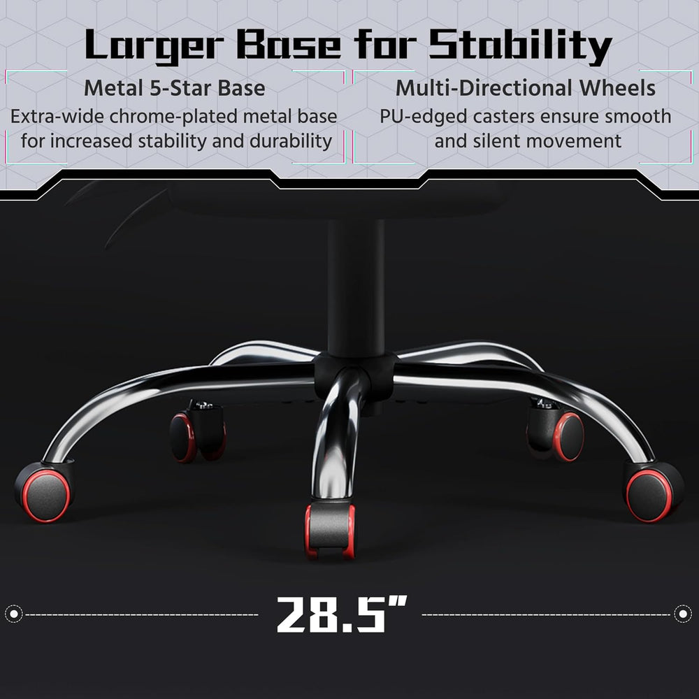 Yaheetech Gaming Chair with Massage Lumbar Pillow High Back Reclining Red | P...