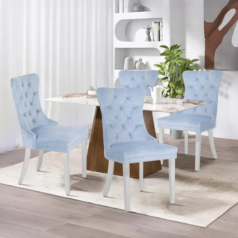 Velvet Dining Chairs Set of 4,Upholstered Dining Room Chairs with Stainless S...