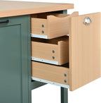 Christopher Knight Home Aaron 58" Kitchen Island with Storage, Modern Island Table for Kitchen, Storage Cabinet with Open Shelves, Wooden Kitchen Prep Table, Coffee Station Cabinet, Green+Natural