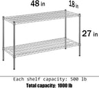 18" Deep x 48" Wide x 27" Height Wire Shelving Kit | 2-Tier | NSF Commercial Storage Rack Unit