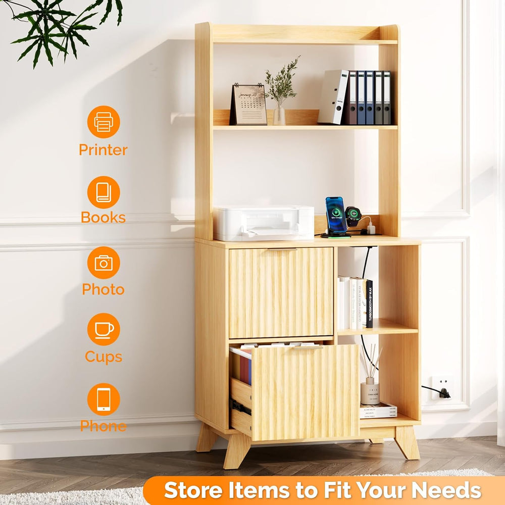 VINGLI Tall 2 Drawer File Cabinet with Adjustable Shelves, Home Office Filing...