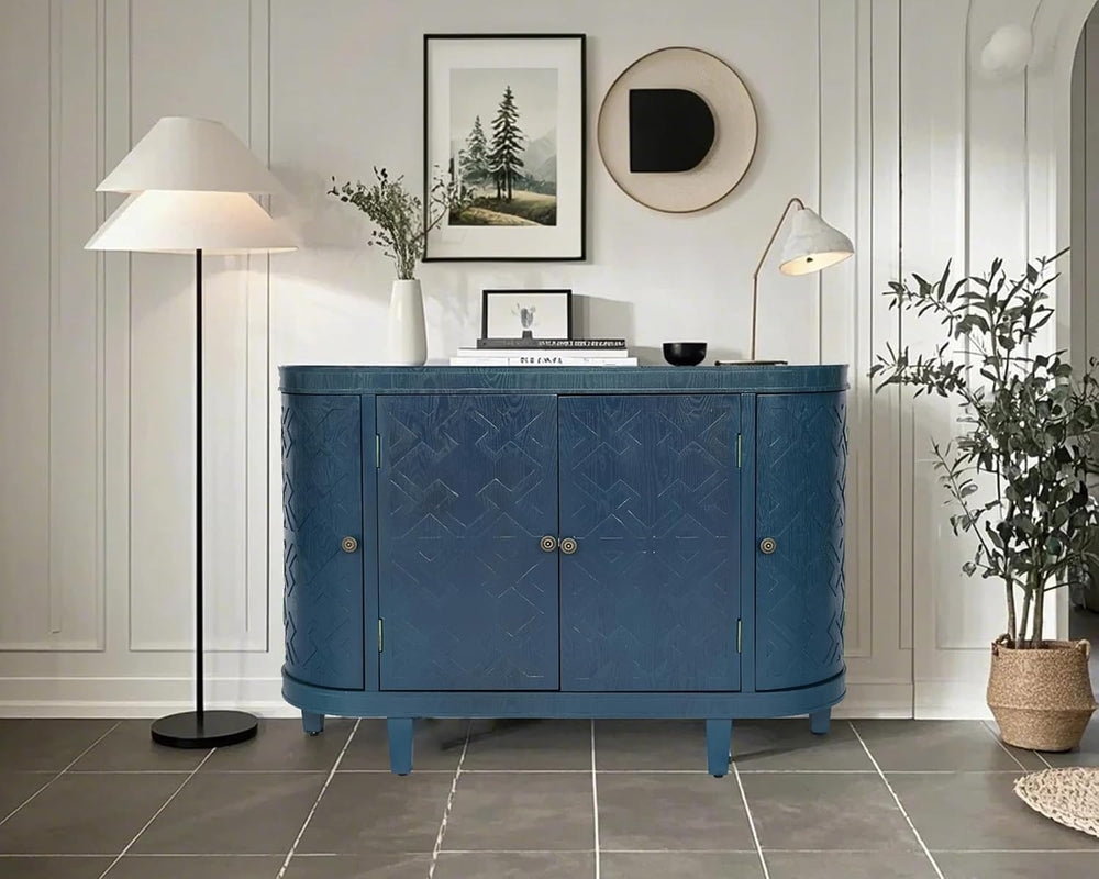 LKTART 47'' Buffet Sideboard Cabinet with Storage,Modern Curved Accen...