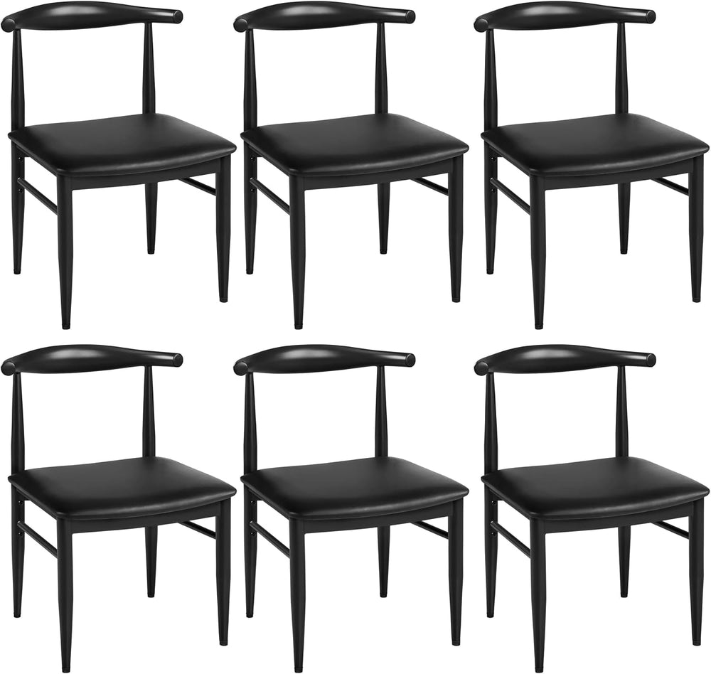 Yaheetech Mid Century Modern Dining Chairs Set of 6 Metal Legs Black Chair