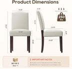 Upholstered Dining Chairs Set of 2 with Thickened Seat Cushion, Wooden Mid-Century Modern Fabric Farmhouse Kitchen Chairs for Dining Room Living/Restaurant/Reading Room(Beige)