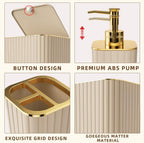 Bathroom Accessories Set - Gorgeous Bathroom Set, 10PC Beige Bathroom Accessory Set, Toilet Brush, Trash Can & Soap Dispenser