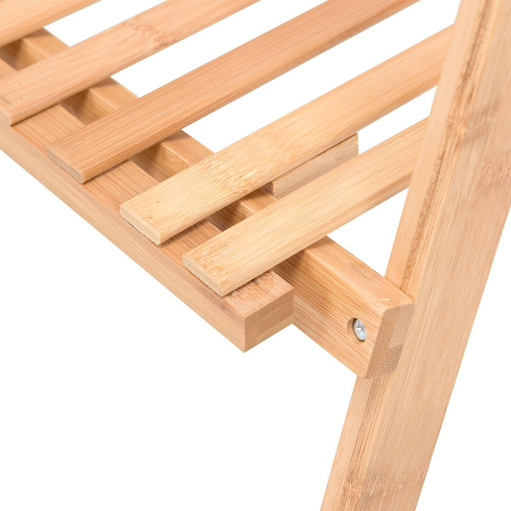 Casart Bamboo Ladder Stand Shelf, Foldable Multifunctional Flower Display Rack, 3-Tier Storage Rack for Home and Office