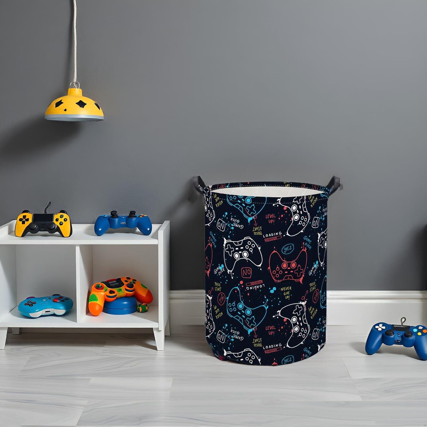 Game Laundry Basket Boys Kids Baby Laundry Hamper Dirty Clothes Organizer Storage Bin Nursery Hamper for Bedroom Room Decor(Game)