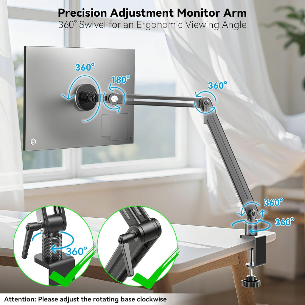 Jakeko Strong Magnetic Portable Monitor Desk Clamp - 75mm VESA Mount 4.7" 12.9" 15.6" 16" 17.3" 18.5 inch 360° Rotate Base Tablet Holder Arm JK07B1