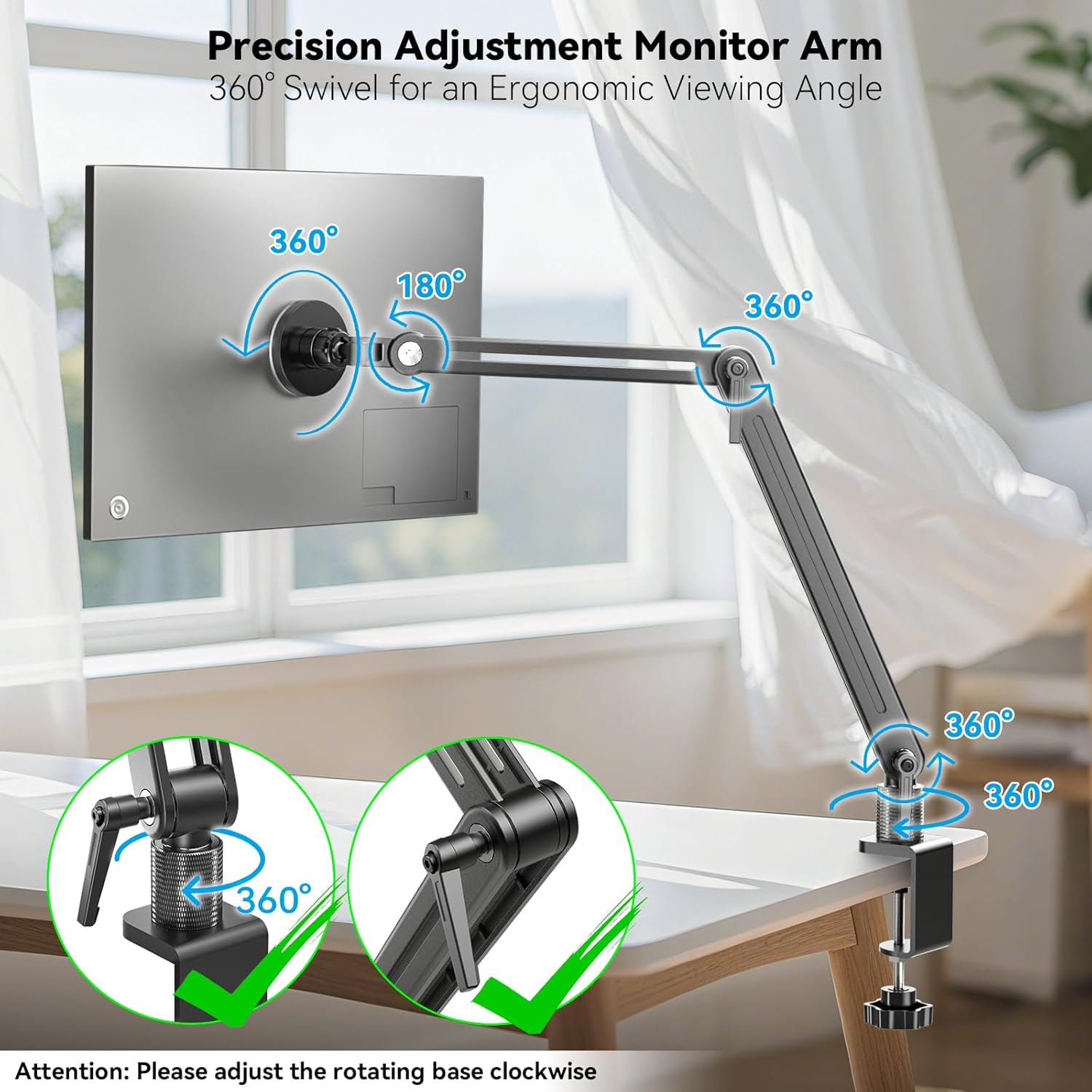 Jakeko Strong Magnetic Portable Monitor Desk Clamp - 75mm VESA Mount 4.7" 12.9" 15.6" 16" 17.3" 18.5 inch 360° Rotate Base Tablet Holder Arm JK07B1