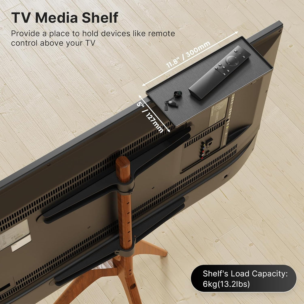 PUTORSEN Solid Wood Easel TV Stand for 45-65'' TVs, Hidden Cable, Wal...