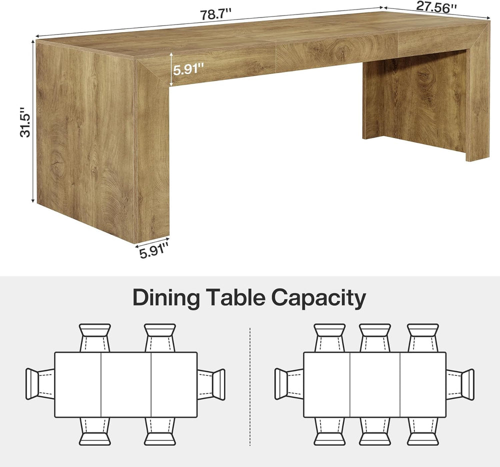 Tribesigns Extra Long Dining Table for 6-8 People, 78.7-Inch Rectangular Kitc...