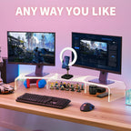 Acrylic Monitor Stand , Clear Monitor Stand for Desk, Computer Accessories for Home Office, Desk Organizer Shelf for Laptop, PC, Multi Media and more