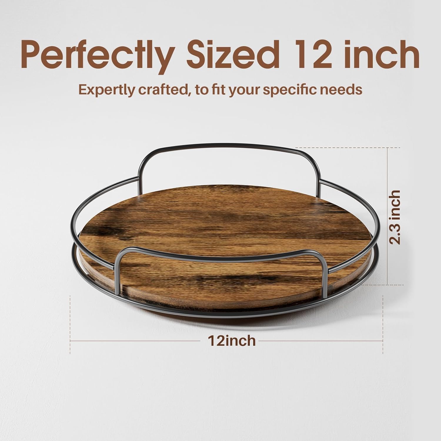 LAMU Lazy Susan Organizer, 12'' Lazy Susan Turntable for Cabinet, Table Top, Kitchen, Countertop, Bathroom, Pantry, Spice Organization, Wooden,1 Pack