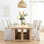 chairus Slipcovered Parsons Dining Chairs Set of 4, Upholstered Dining Room Chairs with Removable Linen Cover & High Back, Modern Farmhouse Wooden Side Kitchen Chairs, Khaki Stripe