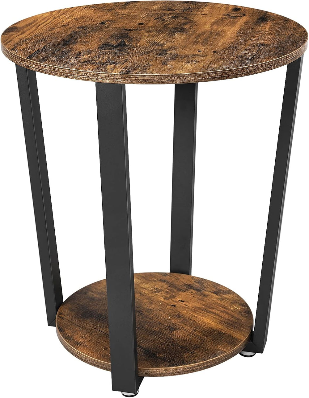 VASAGLE Round Side End Table, 2-Tier Accent Bedside Table with Storage Shelf,...