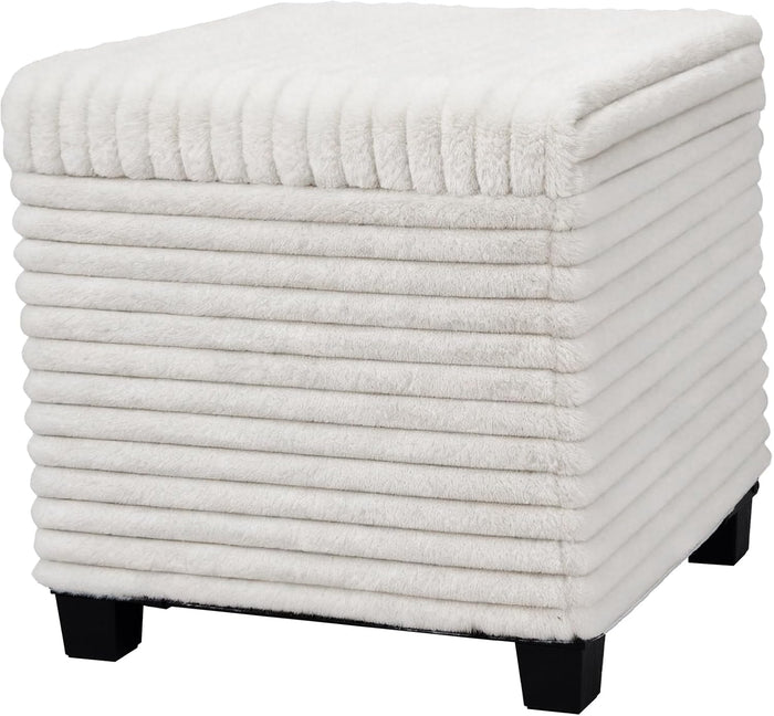 ABHENG Steel Frame Square Ottoman with Storage Vanity Stool White UASND644W