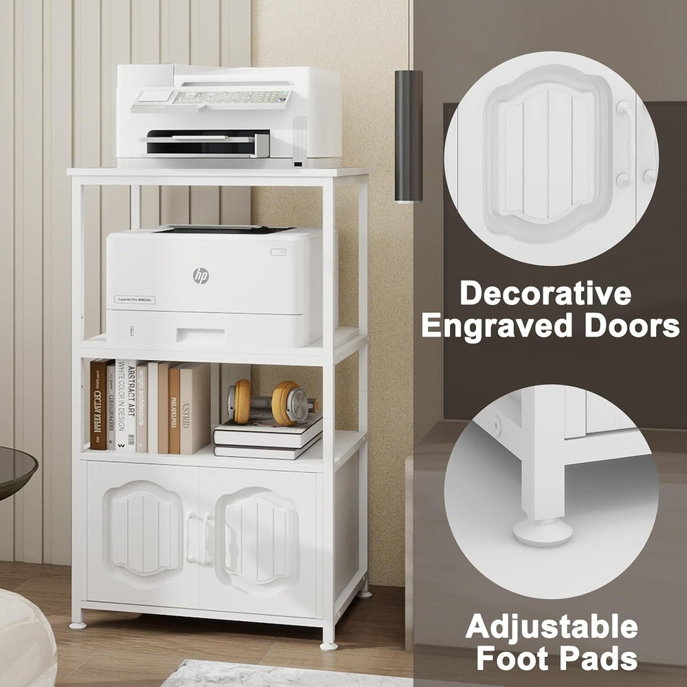 Natwind 4 Tier Printer Stand, File Cabinet w/Adjustable Open Shelves,White | ...