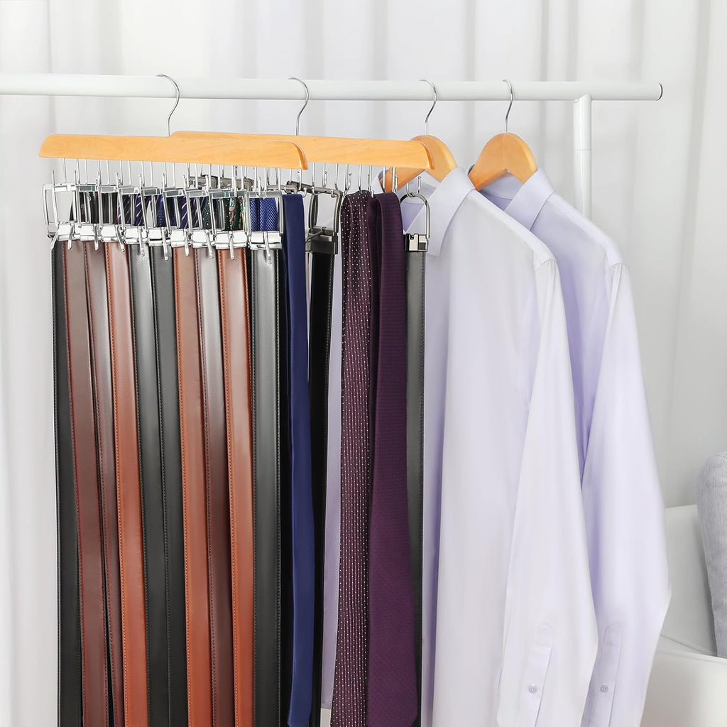 TOPIA HANGER 40 Hooks Belt Tie Hanger Space Saving for Closet, 2 IN 1 Belt Ties Racks Max 60 Belts with 60 Ties Capacity, Curved with Flat Hooks for Belts,Ties,Bras,Closet Organizers and Storage CT70N