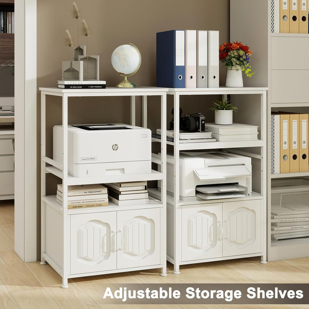 Natwind 4 Tier Printer Stand, File Cabinet w/Adjustable Open Shelves,White | ...