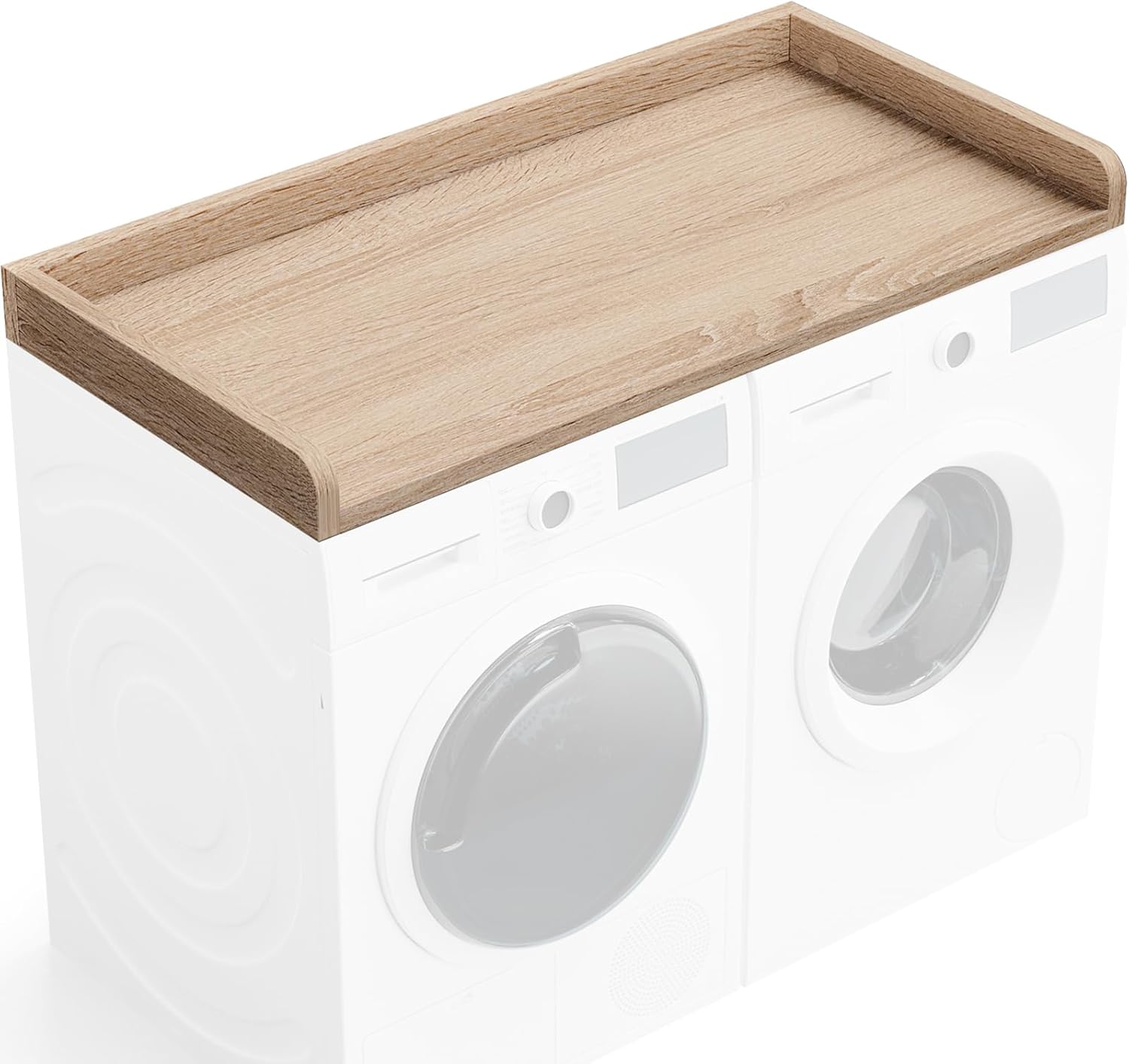 Washer Dryer Countertop 27.5" W x 54" L Laundry countertop for Storage and Organization with Edge Rails, Oak