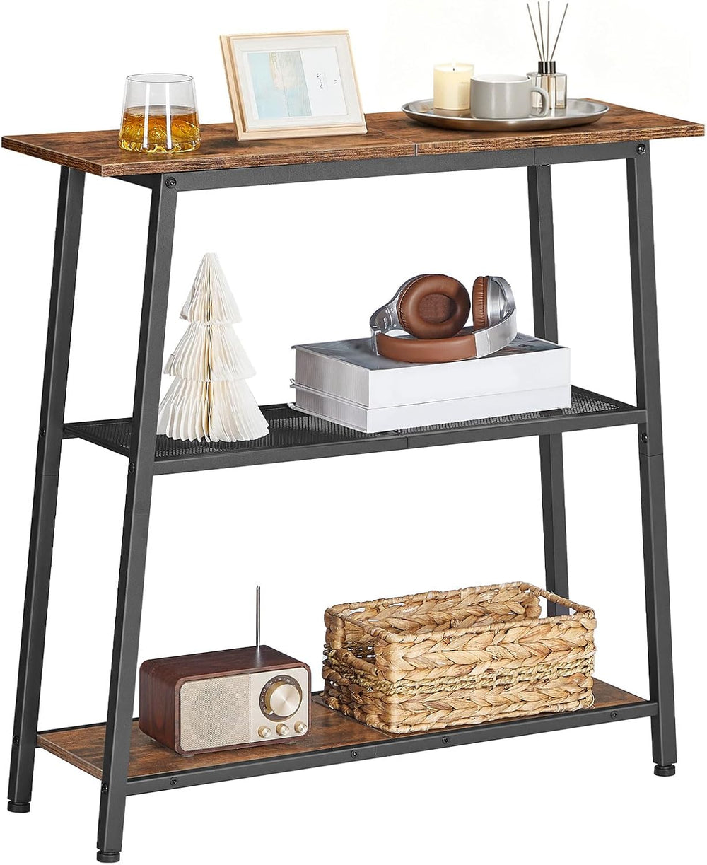 HOOBRO Narrow Console Table, 3-Tier Small Entryway Table with Storage Shelves...