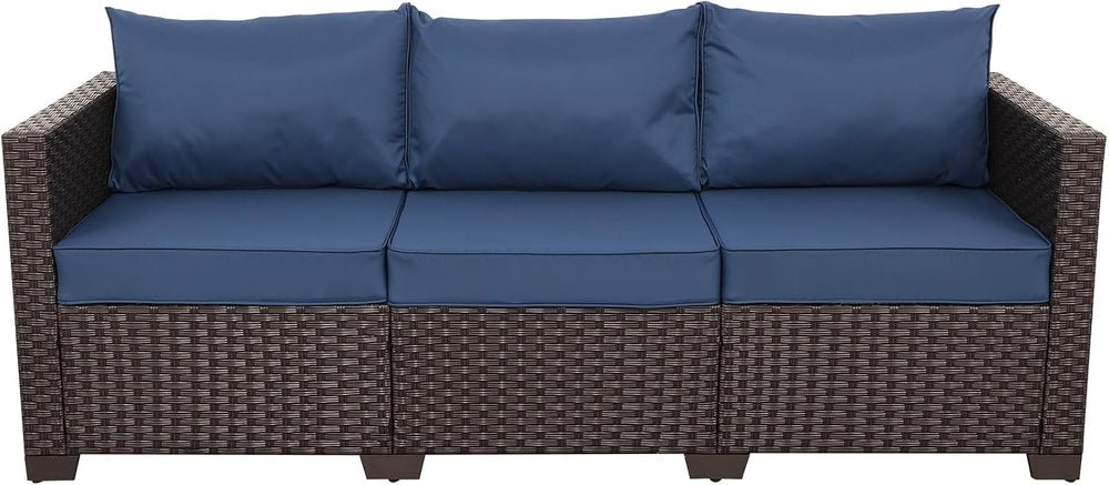 Rattaner 3-Seat Patio Wicker Sofa, Outdoor Rattan Couch Furniture Steel Frame...