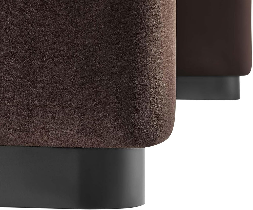 Modway EEI-6735-BLK-CHB Koda Performance Velvet Waterfall Ottoman, Black Choc...