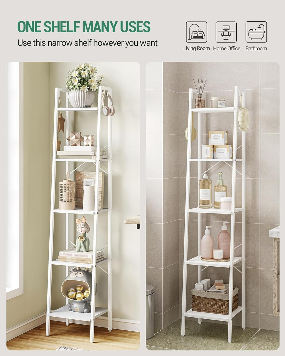 Hzuaneri Ladder Shelf, Bookshelf, Freestanding Corner Storage Shelf