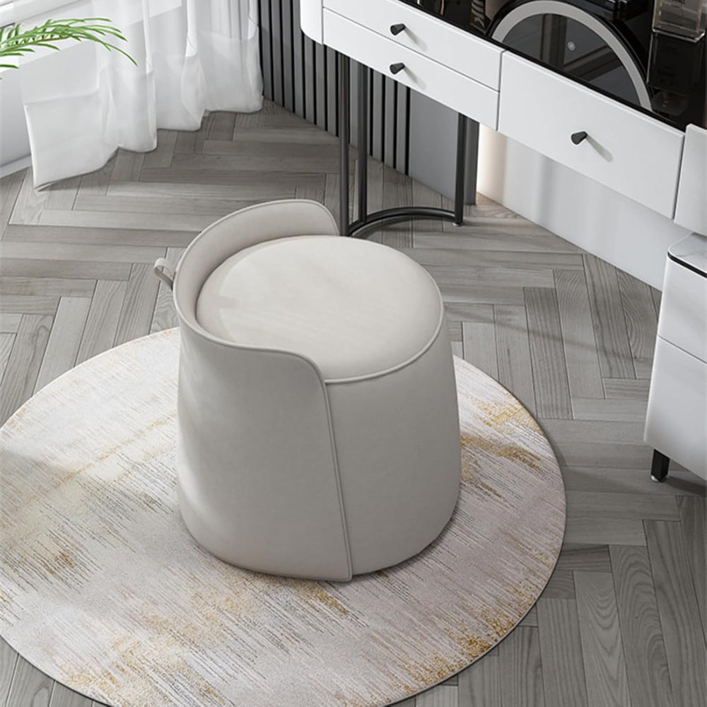 Modern Dresser Makeup Ottoman Stool, Leather Dresser Chair, Round Footstool, ...