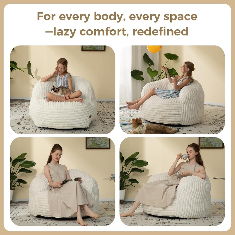 Bean Bag Chair for Adults Teens, Comfy Reading Chair Sofa with Round Seat | W...