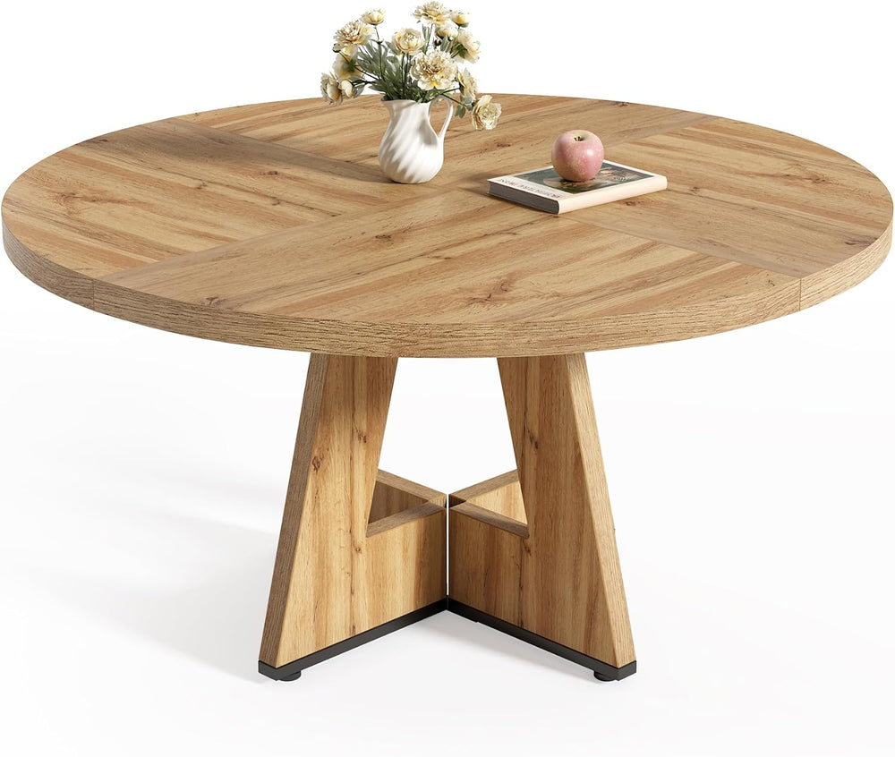 LITTLE TREE Round Dining Table for 4-6 People, 47 Inches Dining Room Table wi...