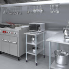 AmGood Stainless Steel Work Table with 2 Shelves and Casters | Metal Utility Table On Wheels (Stainless Steel Work Table with 2 Shelves + Casters, 18" Long x 30" Deep)