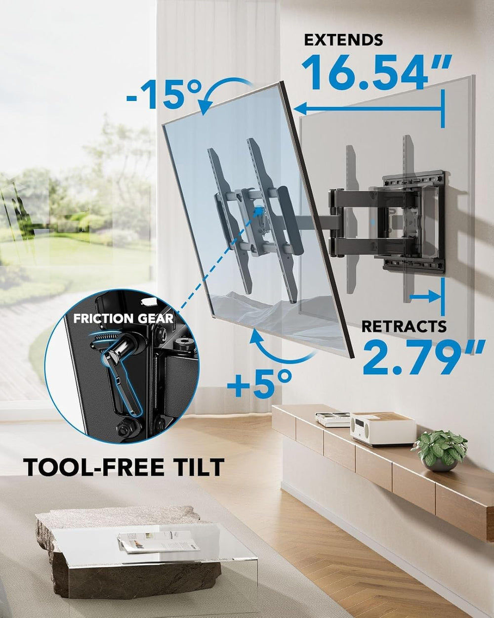 Pipishell Full Motion TV Wall Mount for 42-85 inch LED TVs up to 132lbs, Fits...