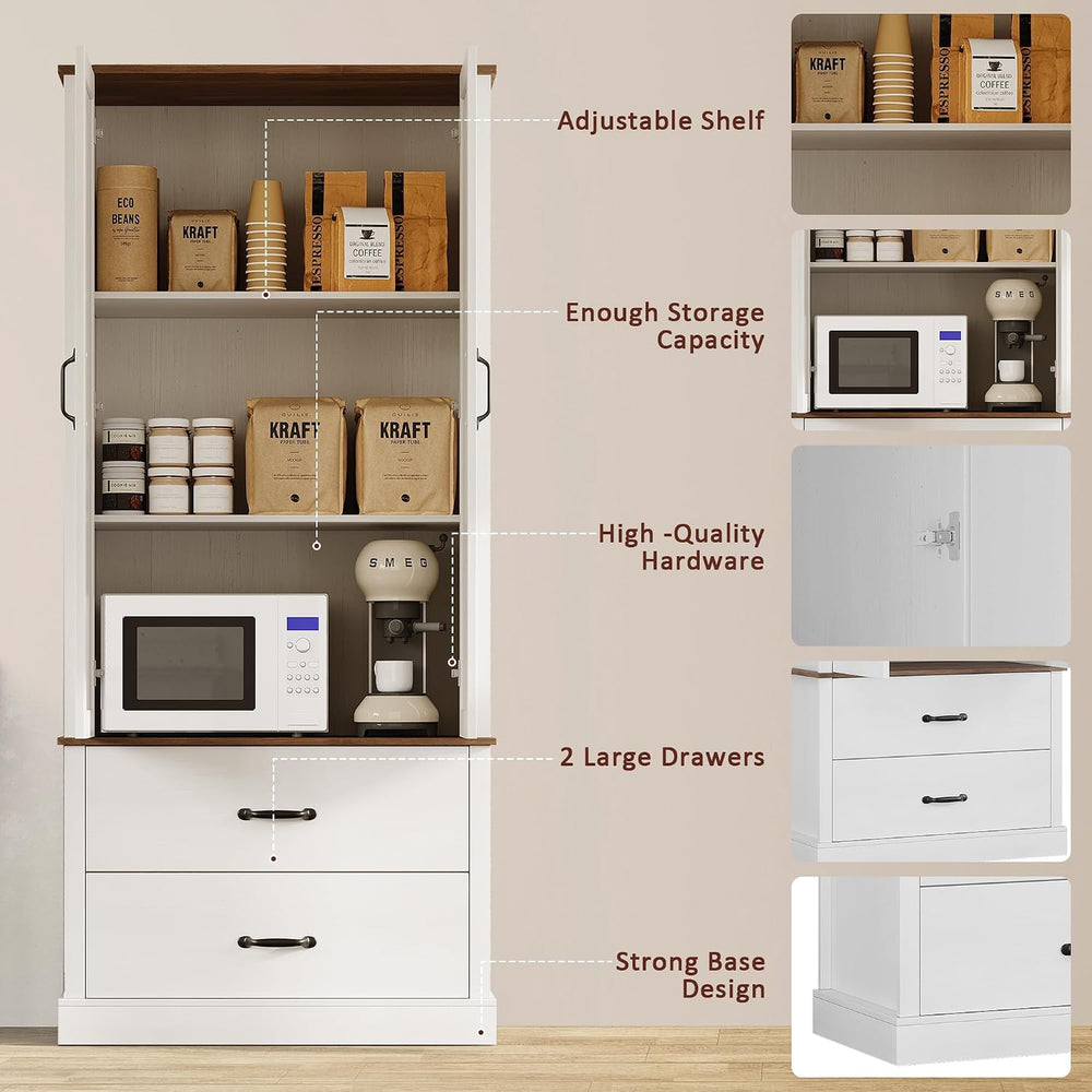 GarveeHome Kitchen Pantry Cabinet, Farmhouse Storage Cabinet with Barn Doors,...