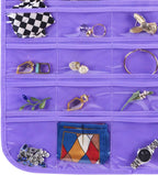 Bloss Hanging Jewelry Organizer, 80 Pockets Dual Sides Wall Jewelry Organizer Storage Dorm Room Essentials for Girls Necklace Organize And Earring Holder Hang on Closet/Door (Purple)