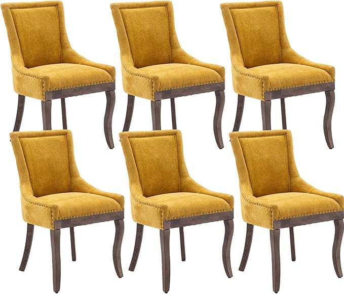 Modern Dining Chairs Set of 6, High Back Dining Chairs Side Chairs with Solid...