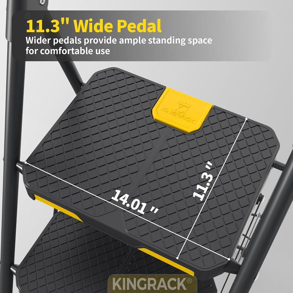 KINGRACK 2 Step Ladder, Sturdy Steel Step Stool with Safe-Lock Design, Handra...