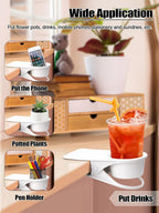 Kalolary Drinking Cup Holder Clip- Chair and Table Bottle Cup Stand DIY Glass Clamp Storage Saucer Clip Water Coffee Mug Holder Saucer Clip Design for Home & Office, White