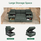 HONBAY Modular Sectional Sleeper Sofa Bed, Corduroy Pull Out Couch with Storage Ottoman, U Shaped Sectional Couches for Living Room, Green