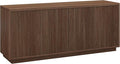 Henn&Hart Fluted TV Stand for TVs up to 65'' with 2 Concealed Ribbed Storage Cabinets and Adjustable Shelves for Living Room, Family Room, or Office, Medium Walnut