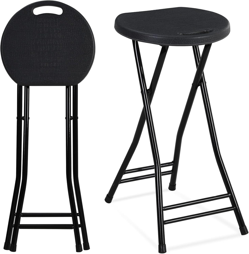 Suzile 2 Pcs Tall Folding Chair Portable Plastic Stool Chair Heavy Duty Folda...