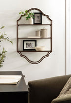 Kate and Laurel Leanna Scalloped Three-Tiered Wall Shelf, 20 x 6 x 32, Bronze, Decorative Floating Shelf Storage and Wall Organizer for Bathroom Over Toilet Storage or Display