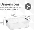 Superio Storage Bins with Lids- 8 Pack, 7.4 Qt Clear Boxes for Organizing, Stackable Plastic Containers- BPA Free, Non-Toxic, Odor Free, Organizer for Home, Office, Dorm