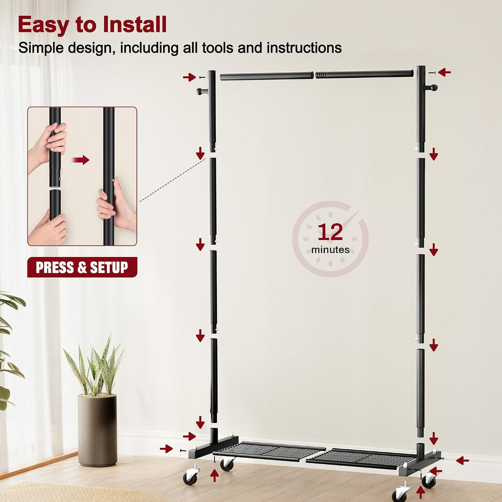 Small Clothing Racks for Hanging Clothes Rack with Wheels Rolling Rack