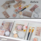 Clear Drawer Organizer Bins Set, Transparent Rectangle Trays, Dresser Bathroom Makeup Vanity Organization and Storage Bins Office Desk Drawer Dividers Organizers (3pc - 9×6×2")