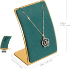 GemeShou Green Necklace display stand, Velvet Jewelry necklace display holder for selling, small metal earring neck storage organizer, online jewelry photography props【Green】