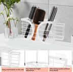 Elegant White Wall Mounted Hair Dryer Holder - Stylish Bathroom Organiser for Hair Dryer & Straightener, Hair Brush & Accessories